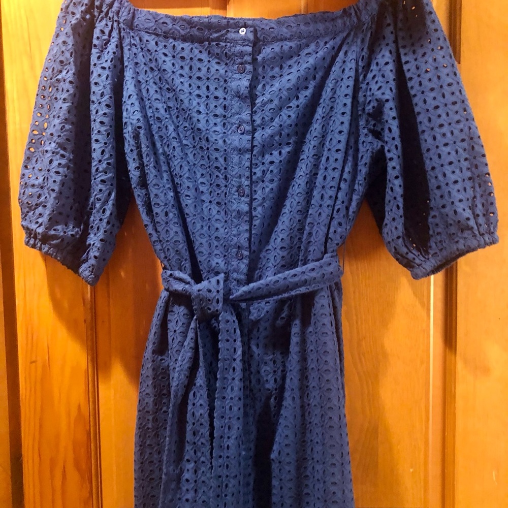 Ralph Lauren blue off the shoulder eyelet dress. Never worn.